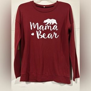 Women’s long sleeve mama bear sweatshirt, stretchy, size medium